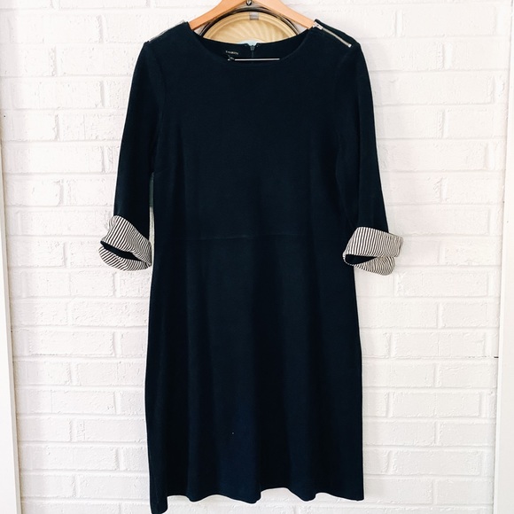 Talbots Dresses & Skirts - Talbots navy blue cuffed sleeve knit dress